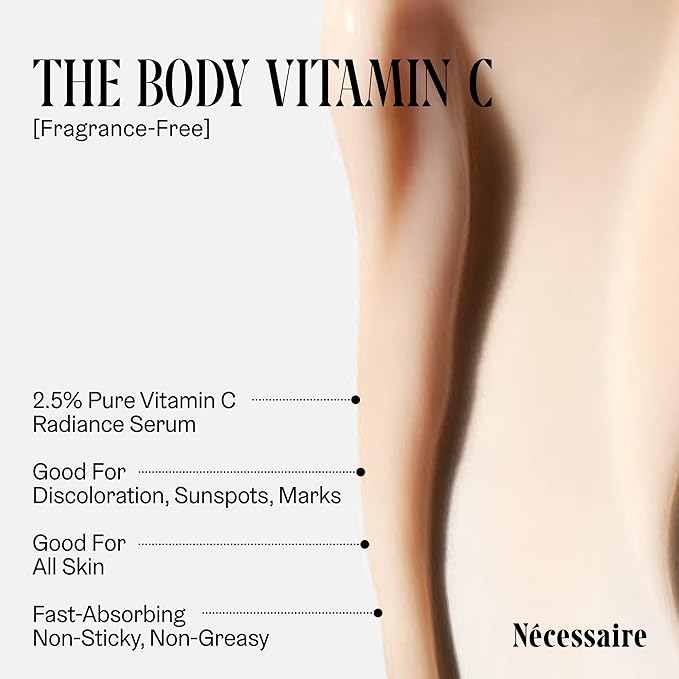 Nécessaire The Body Vitamin C Serum | Pure Vitamin C, Tranexamic Acid and Enzymes Treatment For Women + Men | Brightens + Evens Skin Tone | Dermatologist-Tested. Hypoallergenic (150 ml/5.1 oz)