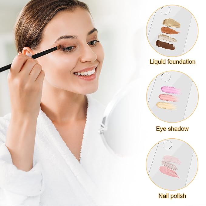 Acrylic Cosmetic Makeup Palette, Makeup Mixing Tray with Makeup Spatula Metal Mirror for Beauty Salon Color Cream Liquid Foundation Mixing Palette (2 Pcs Transparent palettes)