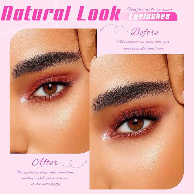 Veleasha Lashes 3D Faux Mink Lashes Fluffy False Eyelashes Natural Look 14 Pairs Lashes Pack Luxury Wispy Fake Eyelashes (815-Z)