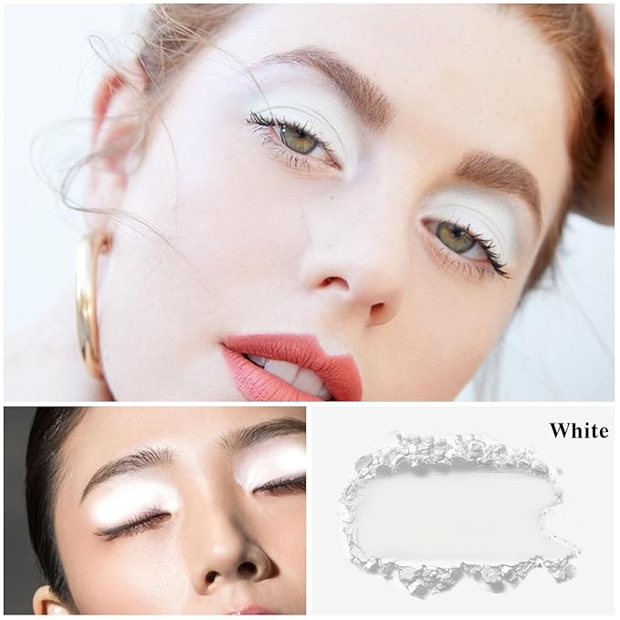 MEICOLY White Single Eyeshadow with Mirror,Matte Eye Shadow for Halloween Makeup,Pressed Powder Eyeshadow,Matte Shade Eyelid Color Eye Makeup for Women Girls,High Pigment,Long Wear,Waterproof,Natural