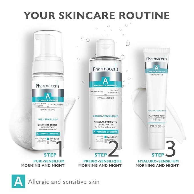 Pharmaceris Gentle Cleansing Foam – Foaming Face Wash for Sensitive & Dry Skin, Removes Makeup & SPF, Hydrating & Soothing Hypoallergenic Cleanser, PURI-SENSILIUM, 5.07 fl oz