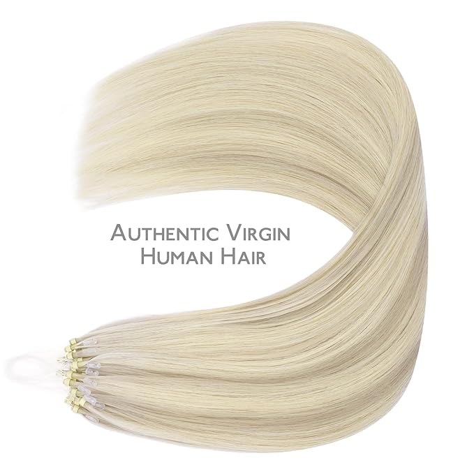 WENNALIFE Microlink Hair Extensions Human Hair, 50g 50s 14 Inch Ash Blonde Highlighted Platinum Blonde Remy Hair Microbead Micro Link Microloop Microring Invisible Straight Natural Fusion Installation