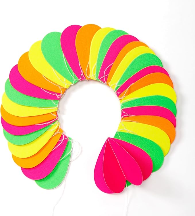 Valentines Day UV Neon Party Decorations Heart-Garland - 39Ft 3D Glow In The Dark Supplies, Hanging Paper Streamers Banner,Girl Romantic Wedding Anniversary Baby Bridal Shower Engagement Decor Ouruola