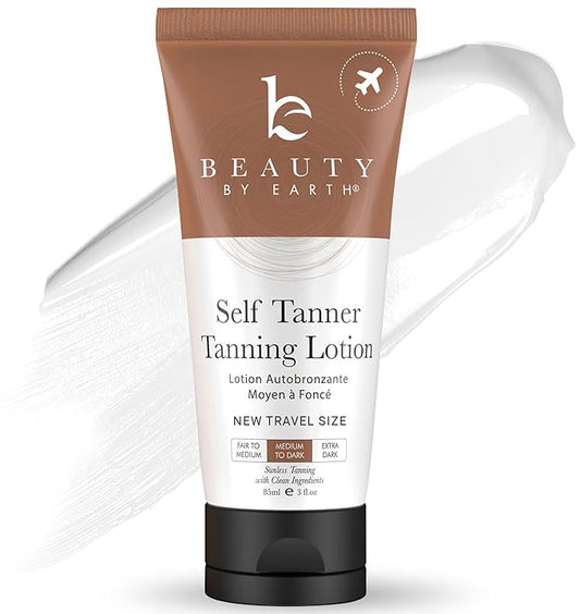 Tanning Lotion Self Tanner - USA Made with Natural & Organic Ingredients, Travel Size Self Tan Lotion, Non Toxic Gradual Tanning Moisturizer, Sunless Tanner for Fake Tan for Women & Men