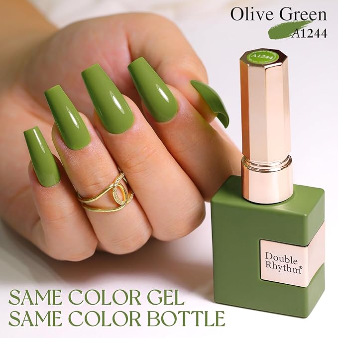Double Rhythm 15ML Gel Polish Pure Sheer Same Color Same Bottle Soak Off Gel Polish Art Manicure Salon DIY at Home for Women (Green-A1244)