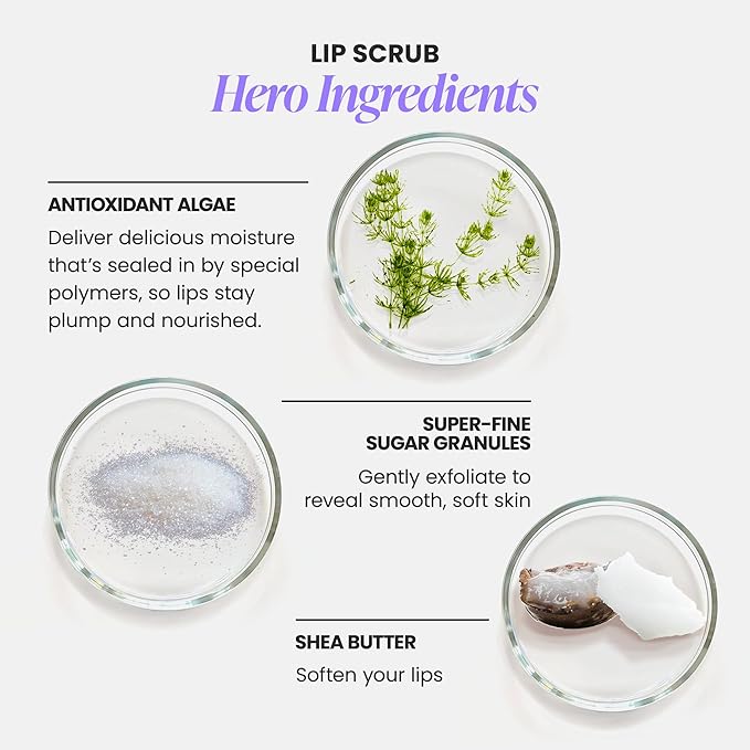 Wonderskin 3-in-1 Lip Scrub Exfoliator & Moisturizer, Lip Exfoliator Scrub, Hydrating Balm for Soft, Nourished, Flake-Free Lips with One-Step Prep, 0.10oz