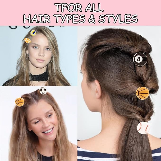 6 Pcs Various Balls Hair Claw Clips,Cute Fashion Styling Small Hair Clips for Women, Nonslip Strong Mini Hair Claws Acrylic Alloy Side Barrettes for Thin Medium Fine Hair