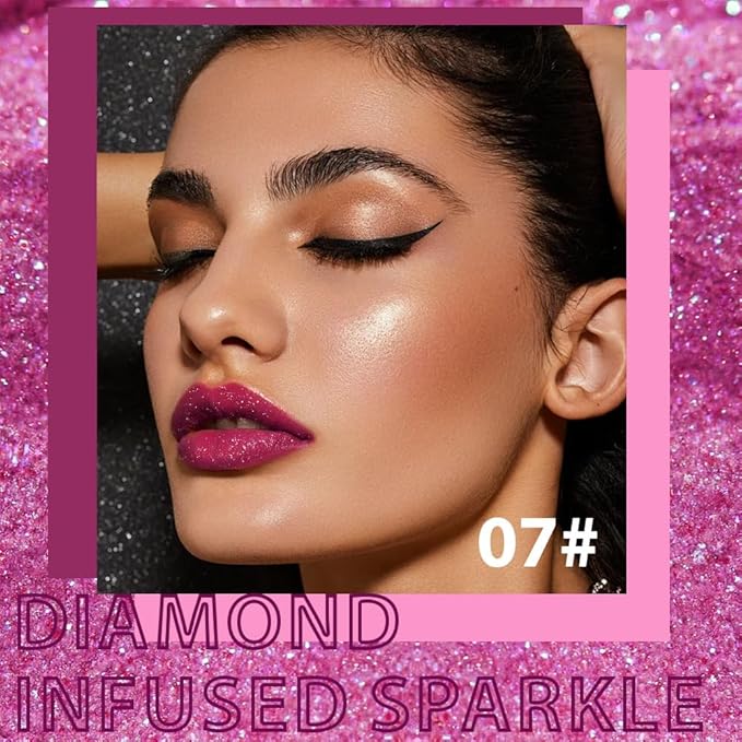 Plum Metallic Lipstick for Women,Lightweight Comfortable Non-Drying Shimmer Frosted Lipstick,Glitter Lip Gloss Stain Long Lasting Waterproof Smudge Proof 24 Hour Full Coverage Lip Makeup,Vegan