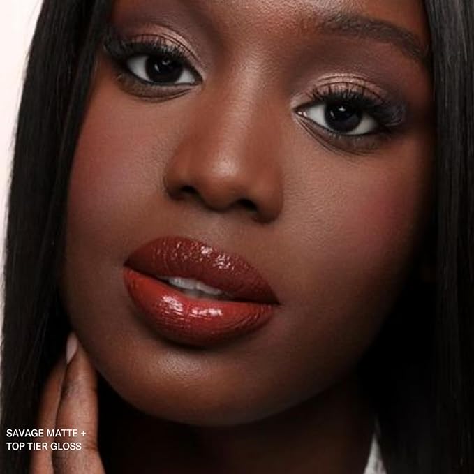 The Lip Bar - Nonstop Liquid Matte Lipstick, Savage (Chocolate Red-Brown) - High Pigment - One Swipe - Long Lasting - Jojoba Oil & Vitamin E - Vegan & Cruelty Free - Makeup & Cosmetics - .24 fl oz