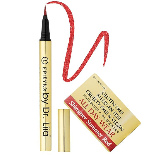 EPILYNX Waterproof Eyeliner - Smudge-Proof Liquid Eyeliner Pen with Precision Tip for Smooth, Long-Lasting Application - Vegan, Hypoallergenic & Gluten-Free Eye Liner - 2mL Shimmer Summer Red