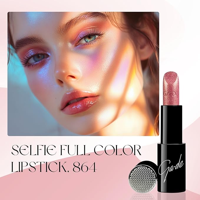 GA-DE Selfie Full Color Lipstick, 864 - Long Lasting High Pigment Lipstick with Argan Oil - Creamy Radiant Shine and Hydrating Benefits - 0.14 oz