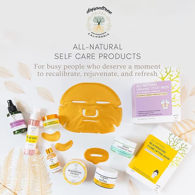 Doppeltree Gold Facial Mask - Premium Hydrogel Sheet Face Masks for Skin Care & Beauty, Hydrating & Anti Aging - Facemask with Collagen, Hyaluronic Acid & 24k Nano Gold