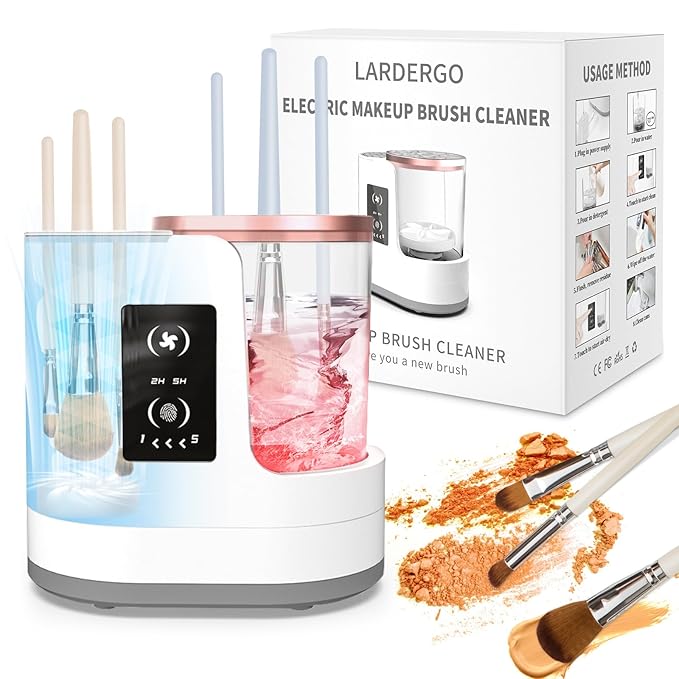 LARDERGO Makeup Brush Cleaner Machine, Ultimate Efficient Electric Automatic Cleaner and Dryer for All Types of Makeup Brushes