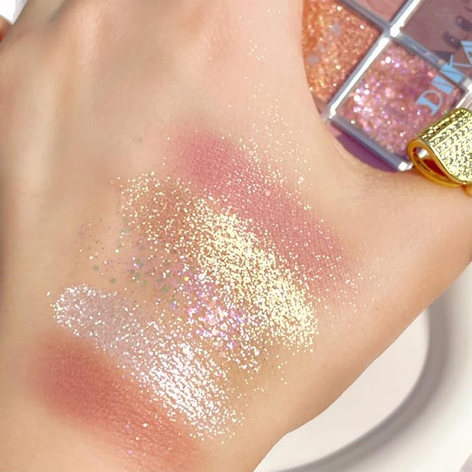 Erinde 10 Color Eyeshadow Palette Makeup - Matte Shimmer Glitter Eye Shadow, Ultra-Blendable, High Pigmented, Naturing-Looking, Neutral Nude Eyeshadow Palette with Professional Brush, Summer Dreamland