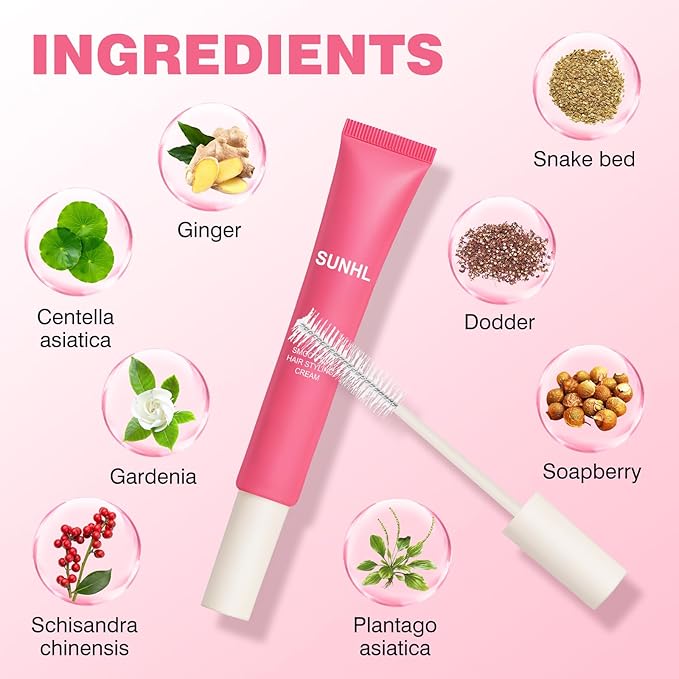 Sunnyholiday Styling Cream for Hair, Taming Wand 3-in-1 Formula Controls Flyaways, Smooths Frizz & Styles Edges Lightweight Hold, No Flaking, Slick Back Hair Products for All Hair Types (0.6 oz.)