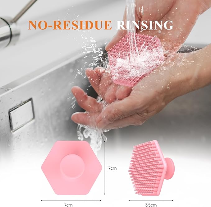 VWMYQ Silicone Face Scrubber for Men, Gentle Exfoliator Pad & Massager, Facial Cleansing Brush Silicone Face Wash Brush Removes Dead & Dry Skin（Pink）
