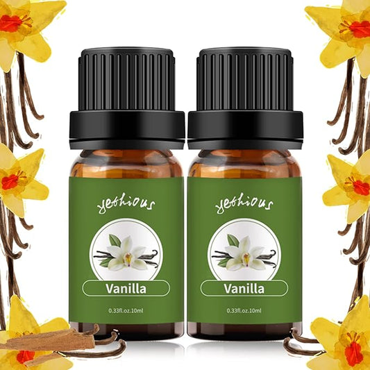 yethious 2 Pack Vanilla Essential Oil for Skin, Diffuser Organic 100% Pure Vanilla Aromatherapy Oil Vanilla Fragance Oil