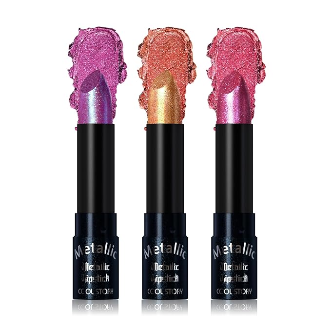 Metallic Glitter Lipstick Set Shimmering Colors (Set-C)