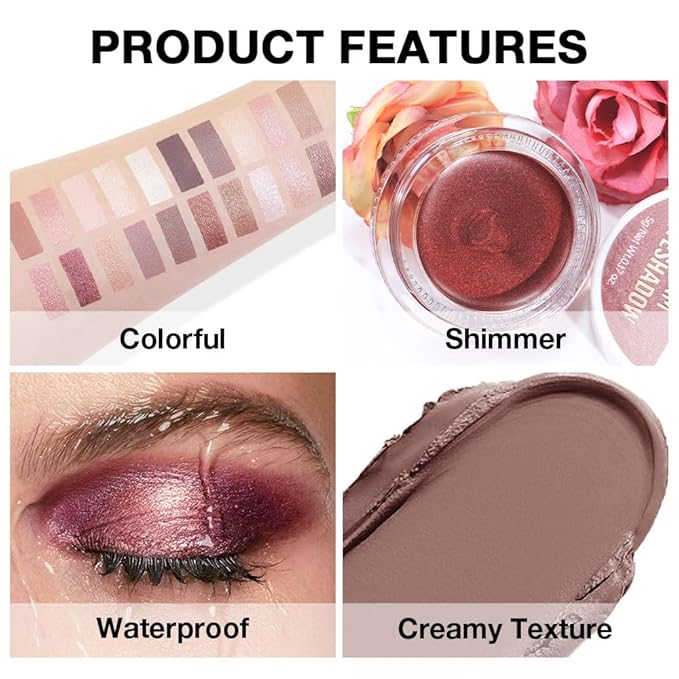 evpct Matte Stone Single Cream Eye Shadow Palette Pot Makeup for older Women, Highly Pigmented Monochrome Cream to Powder Eyeshadow Palette Matte Liquid eyeshadow, Natural Waterproof Blendable