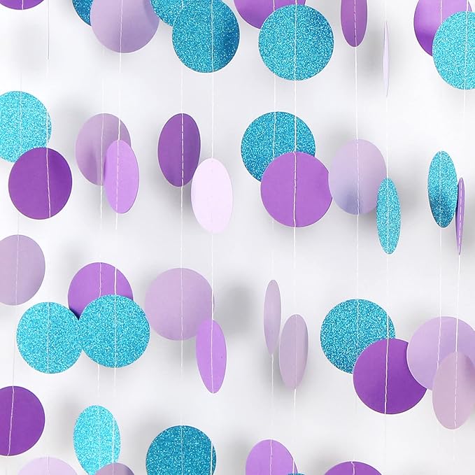 Purple-Blue Mermaid Party-Decorations Paper Garland Streamers - 52Ft Girls Birthday Baby Shower Glitter Hanging Decor Banner,Little Mermaid Theme Under The Sea Backdrop Bunting Panduola