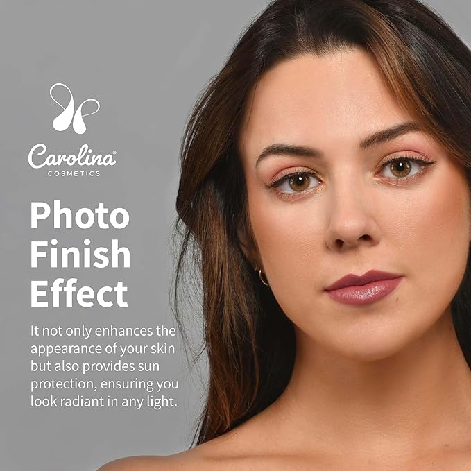 Carolina Cosmetics - Plant-Based Foundation in Palm Shade - Hydrating, Pore-Minimizing & Buildable Coverage - Vegan, Non-GMO, Gluten-Free, Paraben-Free- Sun Protection - 1Fl Oz