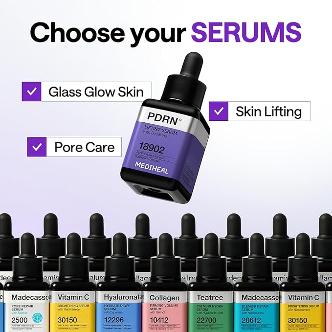Mediheal PDRN Lifting Serum with Squalane 1.35 fl.oz - Korean Face Serum for Natural Glass Glow Skin, Pore Care & Skin Firming, Deep Moisturization