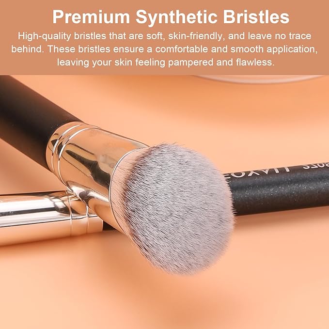 TEOYALL Angled Foundation Contour Brush, Synthetic Kabuki Brush for Concealing Blending Setting Buffing with Liquid, Cream and Powder Cosmetic (170S)