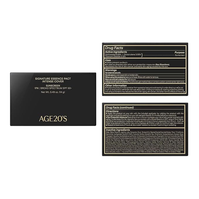 AGE20'S Signature Essence Pact SPF 50+ | Pack of 2 | 23W BEIGE | Cream Foundation, Dewy Finish, Natural Coverage | Korean Cushion Foundation