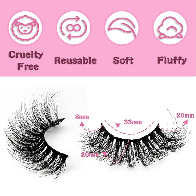 Veleasha Cat Eye Lashes Fluffy 5D Faux Mink Lashes 100% Handmade Luxurious False Eyelashes Volume Fake Lashes 5 Pairs Pack (804)