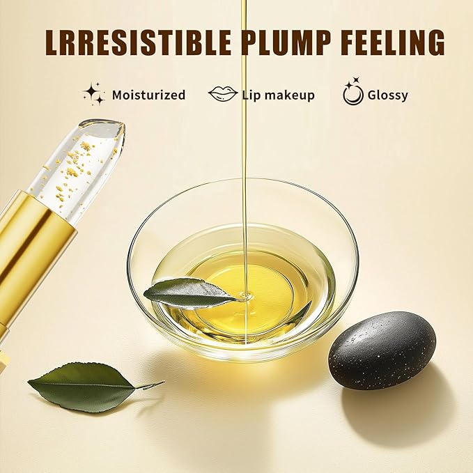 Color Changing Lipstick, Gold Crystal Ph Transfer Proof Color Changing Lipstick, Clear Lip Stick That Changes Color, Hydrating & Non-Sticky Formula, Long Lasting Moisturizing Lip Gloss for Women(2PCS)