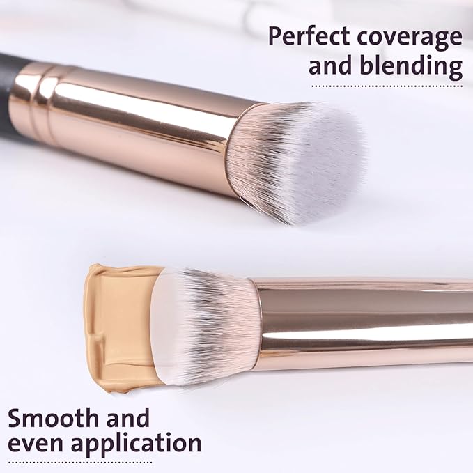 ENERGY Small Foundation Brush for Concealer Makeup Flat Top Concealer Brush Under Eye for Liquid Cream Powder Blending,Buffing Vegan Synthetic Bristles Face Makeup Applicator