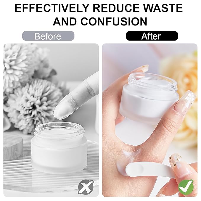 TUZAZO 200pcs Mini Spatula for Cosmetics, Bulk Disposable Makeup Spatulas Mini Plastic Makeup Scoop Spatulas for Cosmetic Mixing and Sampling (White with Storage Box)