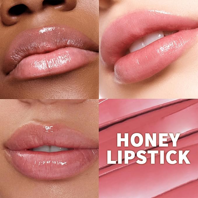 Honey Lip Tinted Lip Balm, Nourishing Hydrating Natural Color, Moisturizing Lip Care for Soft Lips for Daily Use, Enhances Lips with a Subtle Tint, Long Lasting, Lightweight (2PCS Pink, Large)