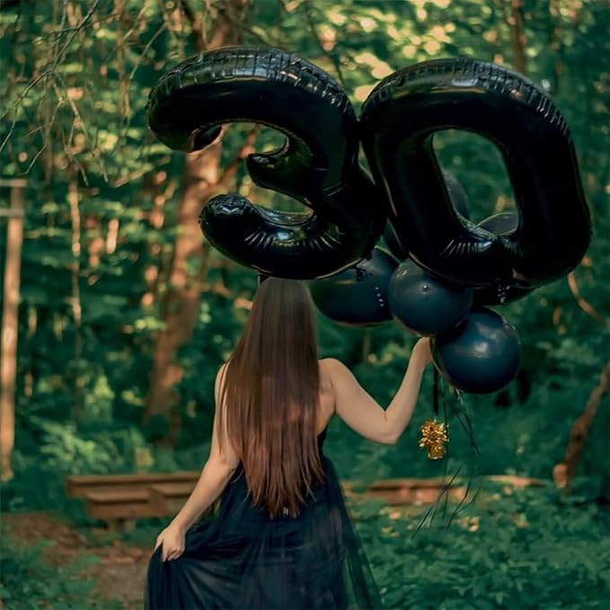 40" Black Number 3 Balloon for Birthday Party Decorations, Large Self Inflating Helium Foil Number Balloons Set 0-9 for Women Men 30th Birthday Graduation 3rd Anniversary Party Decorations Supplies