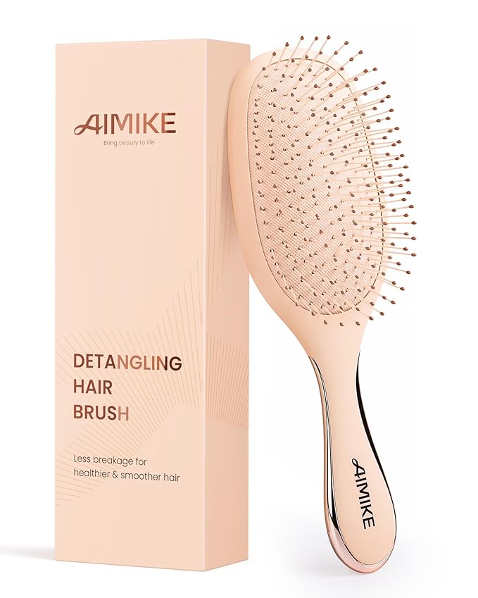 AIMIKE Detangling Brush, Detangler Paddle Brush w/Soft Bristles, Pain-Free Detangle Hairbrush Loosens Stubborn Tangles, Extra Gentle on Sensitive and Fine Hair, for Women & Kids Wet Dry Hair