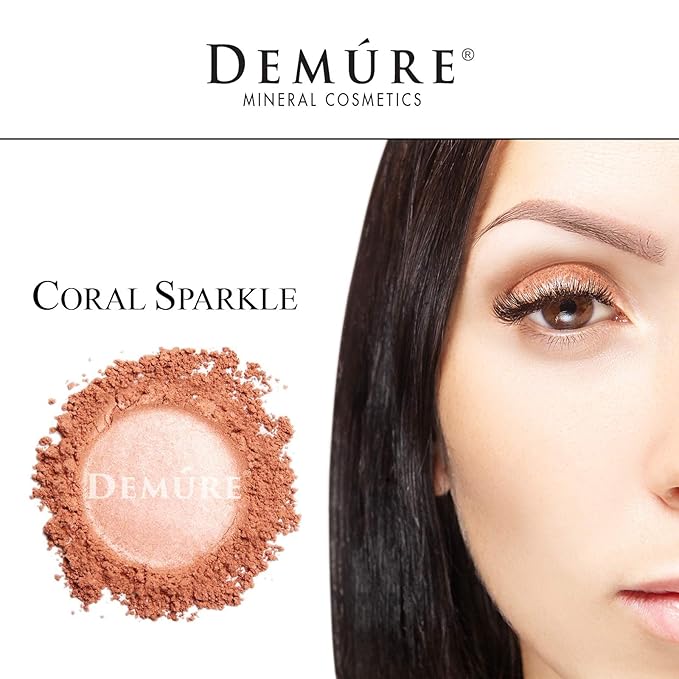 Demure Mineral Make Up (Coral Sparkle) Eye Shadow, Shimmer Eyeshadow, Loose Powder, Glitter Eyeshadow, Eye Makeup, Professional Makeup