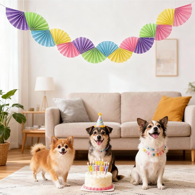 Banner Garland Fan-Shaped, Macaron Colors Wall Decor Party Decorations for Birthday Wedding College Nurse Graduation Christmas Holiday, Festive Supplies