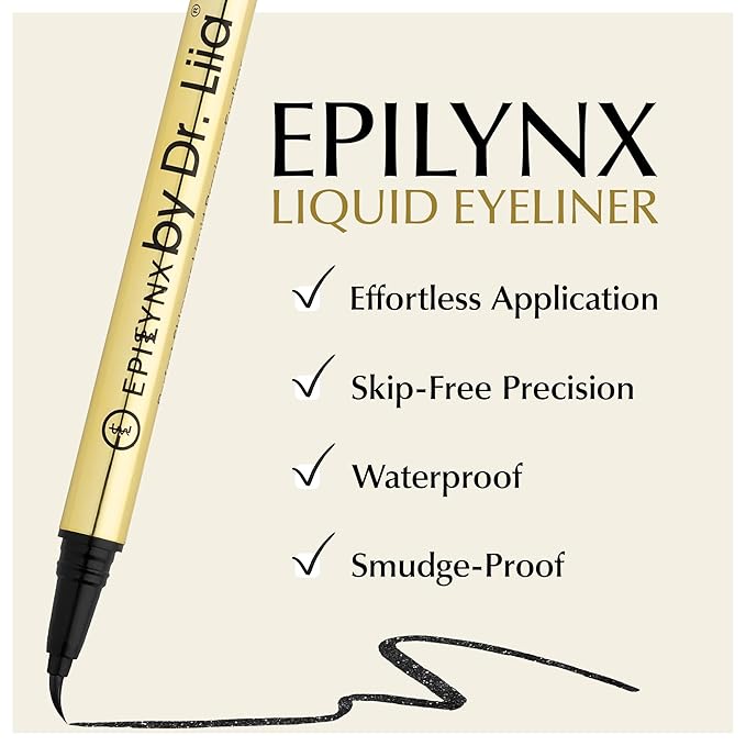 EPILYNX Waterproof Eyeliner - Smudge-Proof Liquid Eyeliner Pen with Precision Tip for Smooth, Long-Lasting Application - Vegan, Hypoallergenic & Gluten-Free Eye Liner - 2mL Shimmer Black