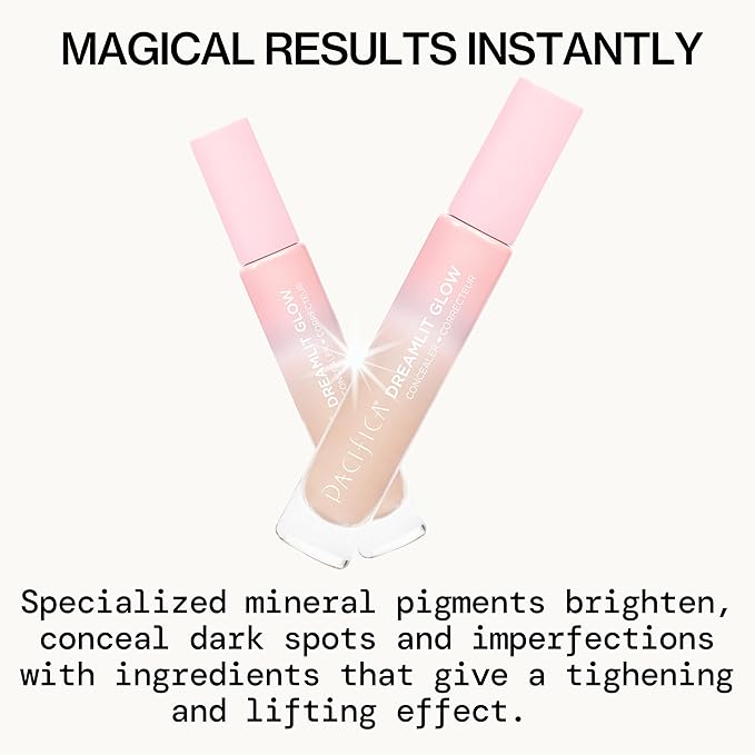 Pacifica Concealer – DreamLit Glow Full Coverage Concealer with Squalane for Dark Circles & Dark Spot Correction, Lightweight & Long-Lasting, Vegan & Cruelty-Free, Shade 11 (Light Beige)