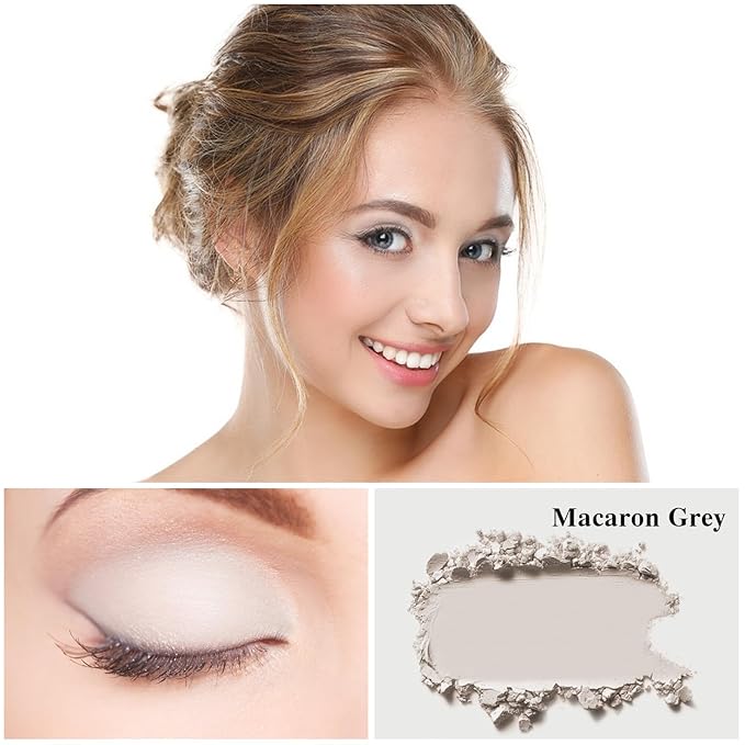 MEICOLY Macaron Gray Grey Single Eyeshadow with Mirror,Matte Eye Shadow for Halloween Makeup,Pressed Powder Eyeshadow,Matte Shade Eyelid Color Eye Makeup for,High Pigment,Long Wear,Waterproof