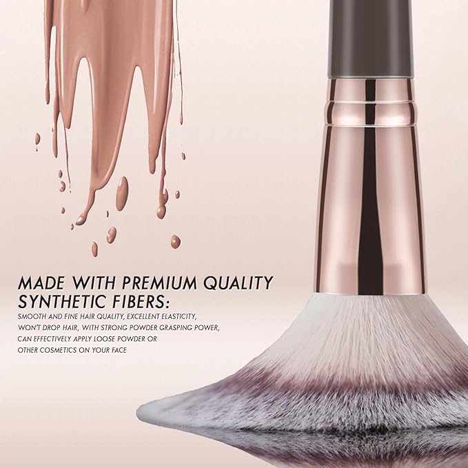 KINGMAS Foundation Makeup Brush, Double-ended Angled/Round Top Contour Brush for Beauty Blending Liquid Powder, Concealer Cream Cosmetics Blush Makeup Brush (Brown)