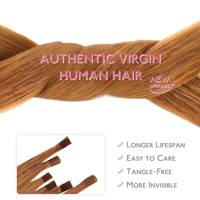 WENNALIFE U Tip Human Hair Extensions, 50g 50s 18 Inch Auburn Ginger Remy Hair, K Tip Invisible Straight Keratin Extension, Real Human Hair