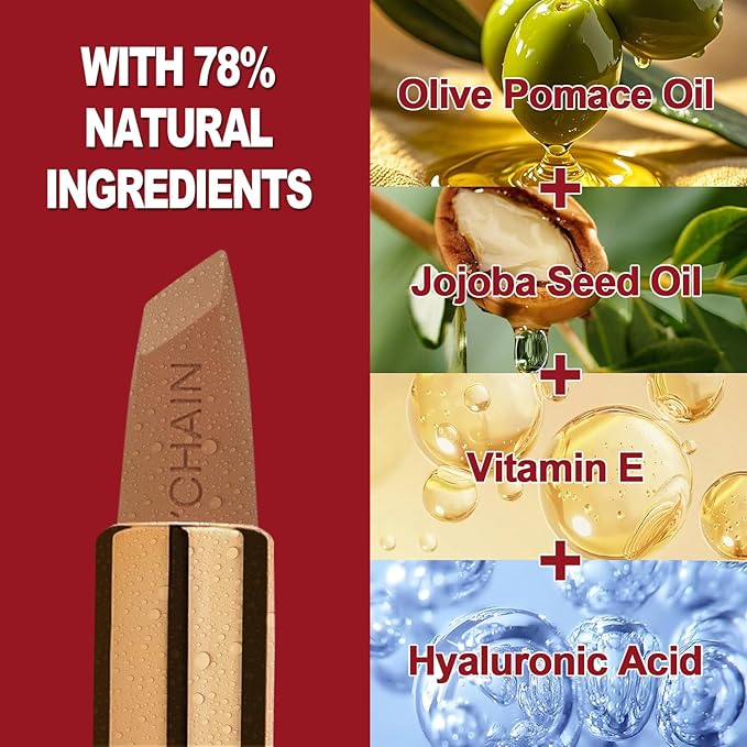 O'CHAIN Brown Matte Lipstick, Long Lasting Full Coverage Non-Transfer Lipstick for Women Infused with Jojoba Oil and Vitamin E, Cruelty-Free & Vegan (01 BOARDWALK) 0.12 Oz