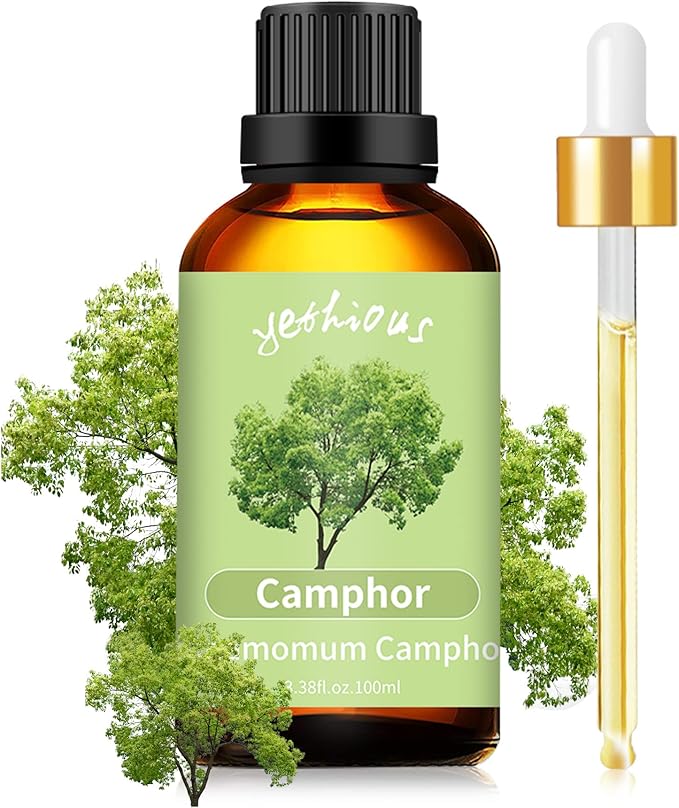 yethious Camphor Essential Oil for Diffuser & Aromatherapy, Massage, Candle Soap Making Camphor Oil Fragrance DIY - 100ML