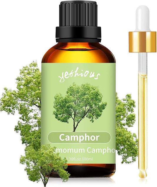 yethious Camphor Essential Oil for Diffuser & Aromatherapy, Massage, Candle Soap Making Camphor Oil Fragrance DIY - 100ML