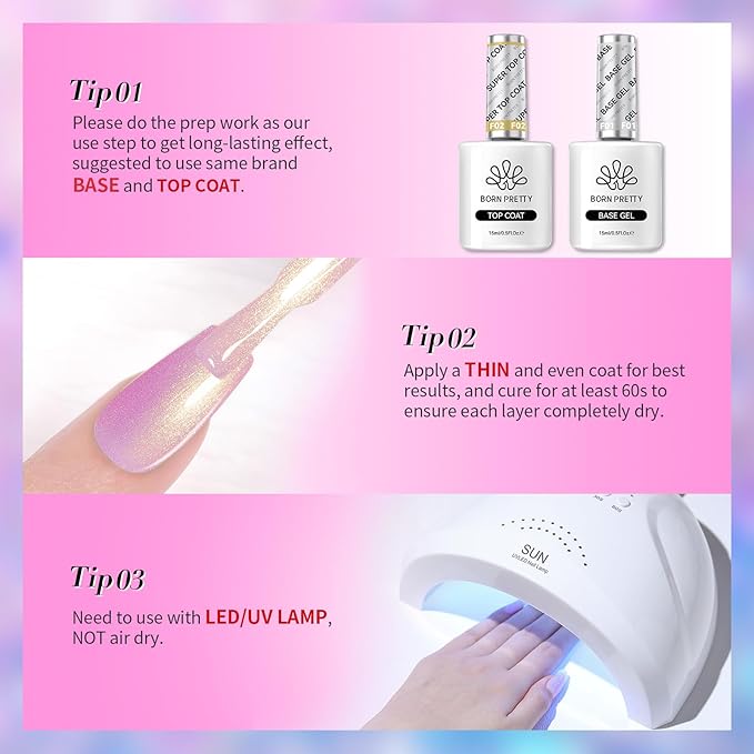 BORN PRETTY Pink Gel Nail Polish 6 Colors Shimmer Glitter Pearl Mermaid Hot Pink Purple Shades Gel Polish Kit Soak Off Gel Nail Kit Collection Nail Art Gel Manicure Kit DIY at Home Salon Gifts