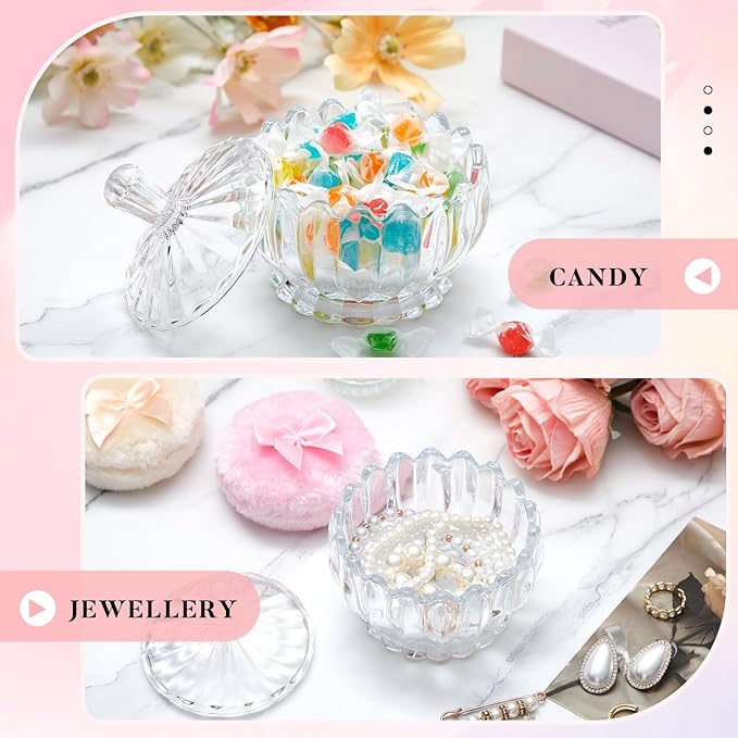 Tioncy 3 Pcs Large Body Powder Puff and Container Powder Container with Puff Powder Puff Crystal Container Soft Washable Reusable Velour Face Body Glitter Powder Puff Wet Dry Makeup(Clear,Cute)