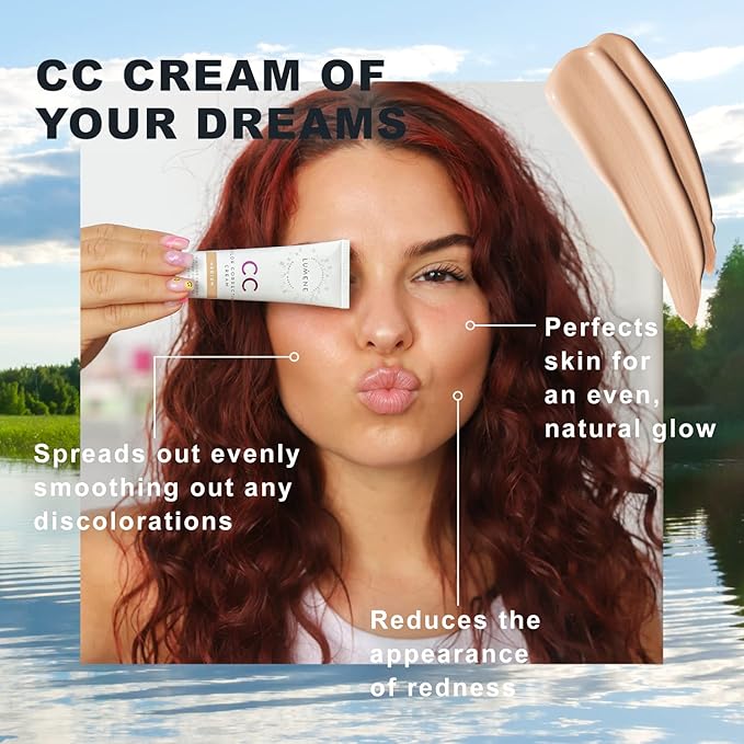 Lumene Color Correcting CC Cream - Lightweight Foundation - Medium Coverage - Redness Reducing Face Makeup for a Glowing Complexion - Vegan Formula + Suitable for All Skin Types - Medium (1 fl oz)