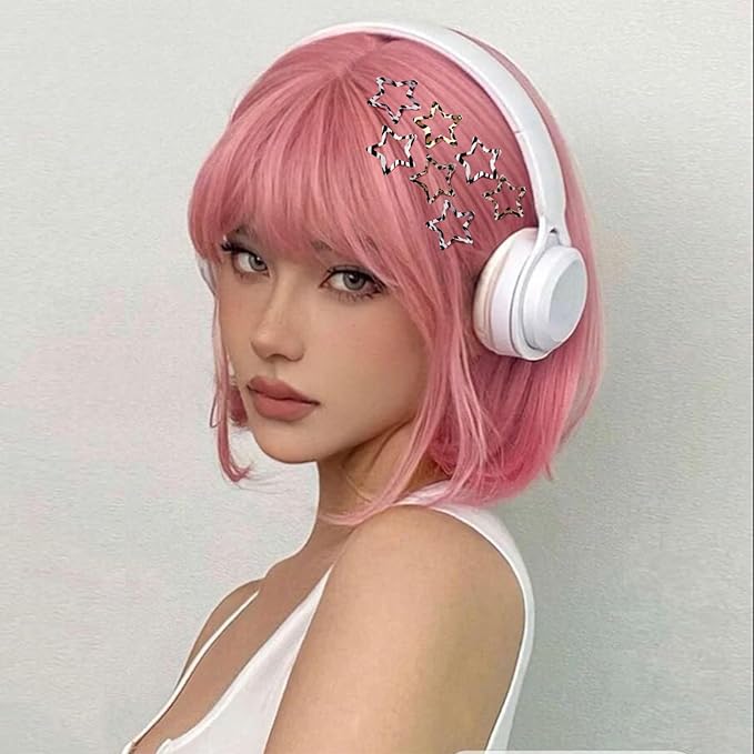 Star Hair Clips Snap Hair Barrettes Non Slip Star Hair Accessories Leopard Colors Metal Hair Clips for Girls Women -16 PCS - Grey