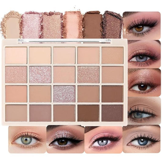 20Colors Rose Gold Dark Brown Nude Basics Matte Eyeshadow Palette,Eye Shadow Travel Makeup Palette all in one Long Lasting Waterproof,Great for Travel Gift Kit
